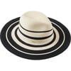 Women's Emmanuelle 14Kt Gold Logo Wide Brim UPF 30+ Fedora, Ivory & Black - Hats - 1 - thumbnail