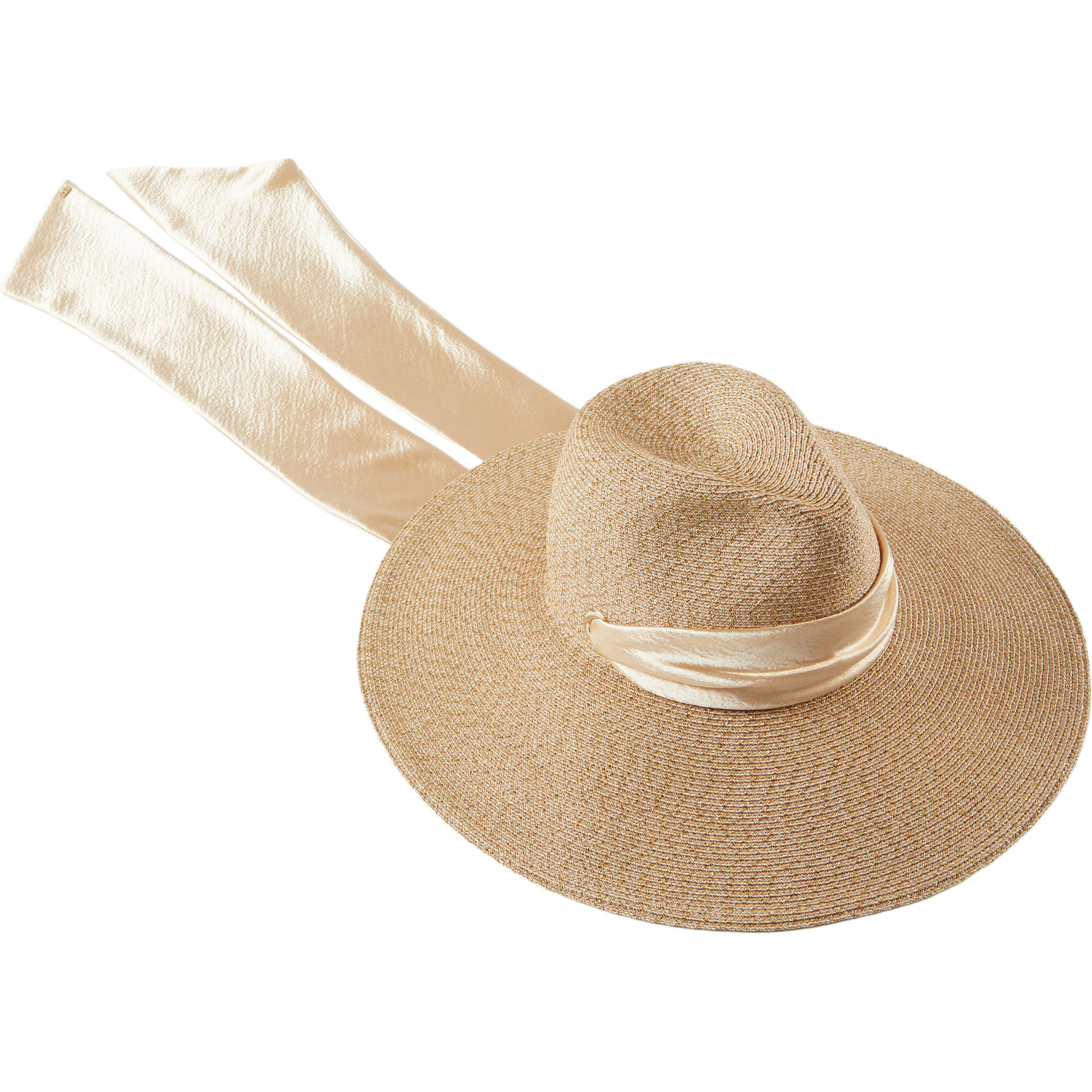 Women's Cassidy 14Kt Gold Grommets Satin Scarf UPF 25+ Fedora, Sand & Gold - Hats - 1