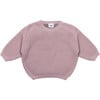 Chunky Ribbed Knit Round Neck Long Sleeve Wide Boxy Fit Sweater, Ash Rose & Grey - Sweaters - 1 - thumbnail