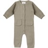 Chunky Ribbed Knit Round Neck Long Sleeve Fitted Romper, Olive - Rompers - 1 - thumbnail