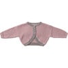 Chunky Ribbed Knit Long Sleeve Drop Shoulder Bolero Cardigan, Ash Rose & Grey - Cardigans - 1 - thumbnail