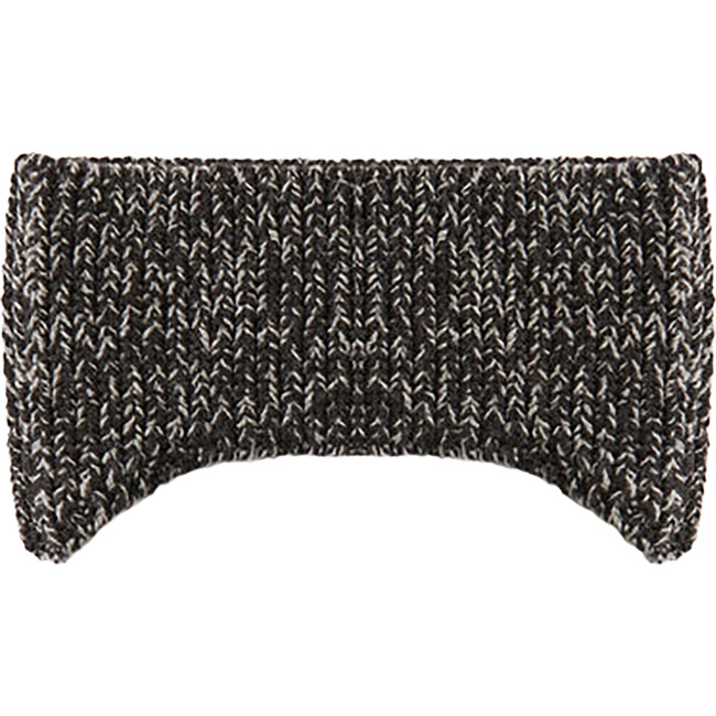 Chunky Ribbed Knit Elasticized Earband, Black Melange