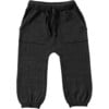 Chunky Ribbed Knit Elastic Waistband Drawstring Relaxed Fit Joggers, Black Melange - Sweatpants - 1 - thumbnail