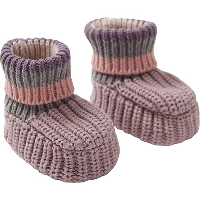 Chunky Ribbed Knit Anti-Grip Sole Slip-On Slippers, Ash Rose & Multicolors