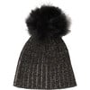 Chunky Knit Ribbed Detachable Pom Pom Beanie, Black Melange - Winter Hats - 1 - thumbnail