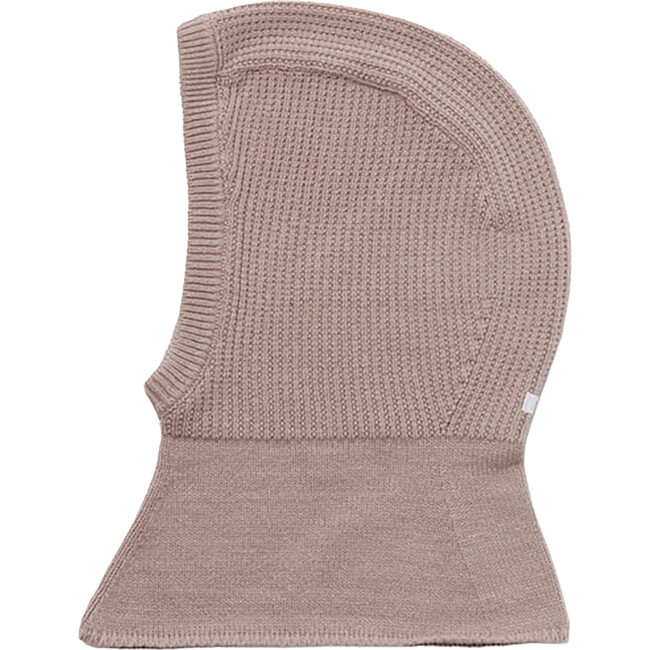 Chunky Ribbed Cotton Knit Elastic Fit Balaclava, Ash Rose