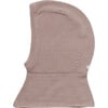 Chunky Ribbed Cotton Knit Elastic Fit Balaclava, Ash Rose - Balaclavas - 1 - thumbnail