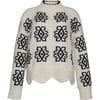 Women's Sienna Scandinavian Pattern Scallop Hem Sweater, Ivory & Black Combo - Sweaters - 1 - thumbnail