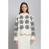 Women's Sienna Scandinavian Pattern Scallop Hem Sweater, Ivory & Black Combo - Sweaters - 2