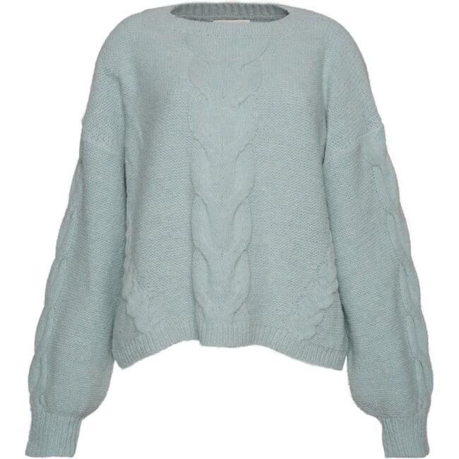 Women's Vaida Hand-Knit Feminine Blouson Sleeve Sweater, Mint