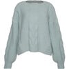 Women's Vaida Hand-Knit Feminine Blouson Sleeve Sweater, Mint - Sweaters - 1 - thumbnail