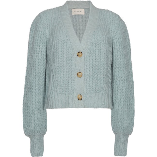 Women's Sara Feminine Blouson Sleeve Crop Cardigan, Mint