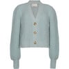 Women's Sara Feminine Blouson Sleeve Crop Cardigan, Mint - Sweaters - 1 - thumbnail