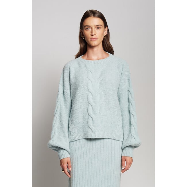 Women's Vaida Hand-Knit Feminine Blouson Sleeve Sweater, Mint - Sweaters - 2