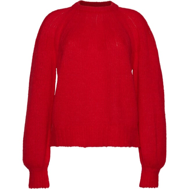 Women's Mila Feminine Blouson Sleeve Crop Sweater, Scarlett