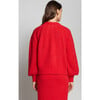 Women's Mila Feminine Blouson Sleeve Crop Sweater, Scarlett - Sweaters - 3