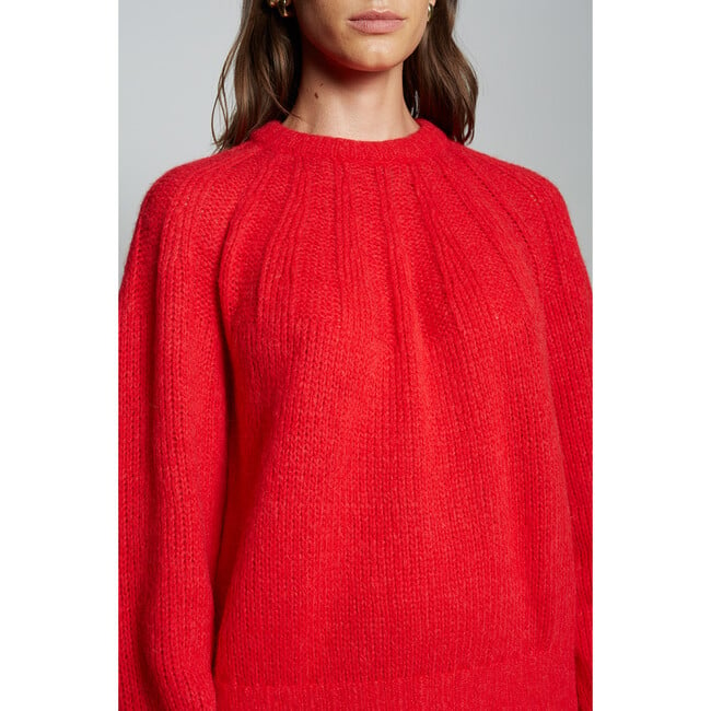 Women's Mila Feminine Blouson Sleeve Crop Sweater, Scarlett - Sweaters - 6