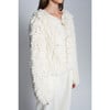 Women's Jenna Relaxed Fit Layered Fringed Stitch Sweater Jacket, Ivory - Sweaters - 5