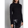 Women's Clara Seersucker Slim Mock Neck Sweater Top, Black - Sweaters - 5