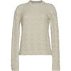 Women's Theresa Slim Crew Neck Modern Lace Stitch Sweater, Ivory - Sweaters - 1 - thumbnail