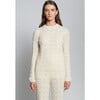 Women's Theresa Slim Crew Neck Modern Lace Stitch Sweater, Ivory - Sweaters - 2