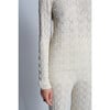 Women's Theresa Slim Crew Neck Modern Lace Stitch Sweater, Ivory - Sweaters - 5