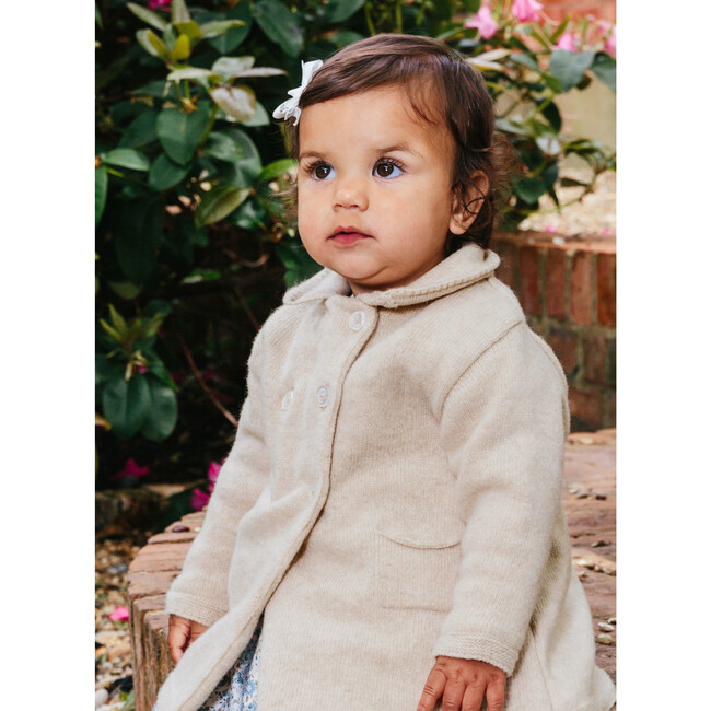 Little Alexandra Knitted Coat, Oatmeal - Coats - 5