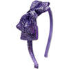 Glitter Bow Headband, Purple - Headbands - 1 - thumbnail