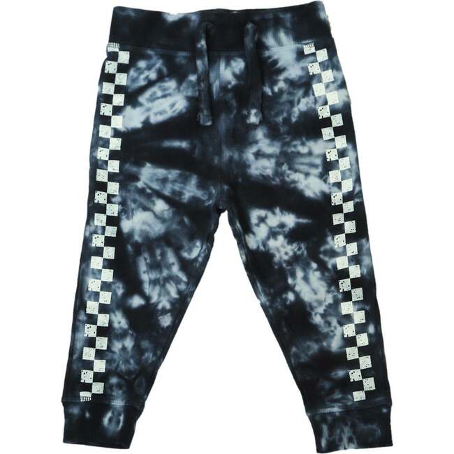 Kids Tie Dye Jogger Pants, Checkered, Navy