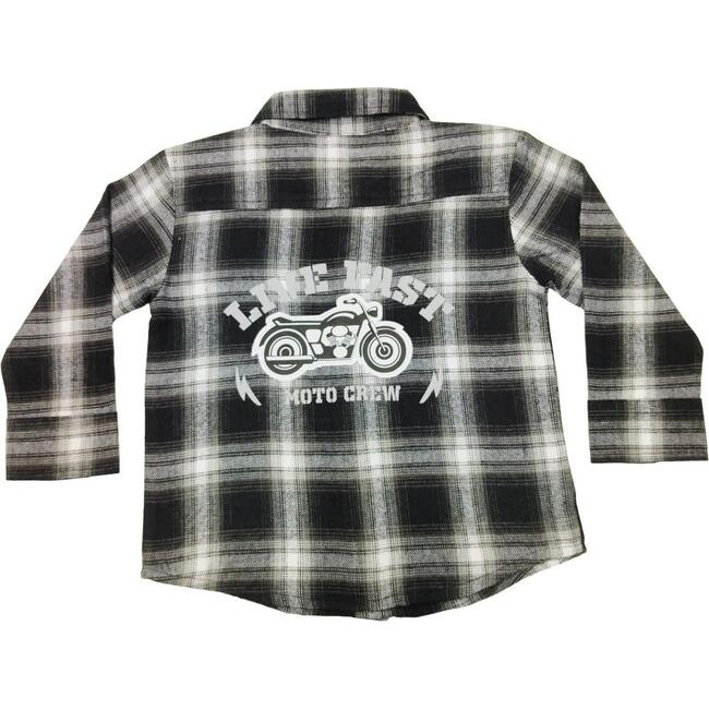 Kids Long Sleeve Flannel Shirt, Motorcycle Live Fast