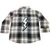 Kids Long Sleeve Flannel Shirt, Checkered Bolt - T-Shirts - 1 - thumbnail