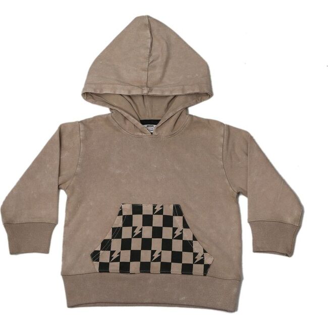 Kids Enzyme Pullover Hoodie, Checkered Bolts, Stone