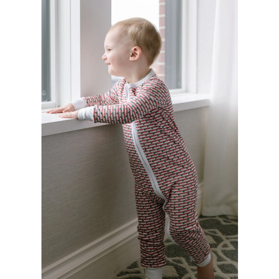 Christmas Tree Stripe Zip Baby Romper, Multi