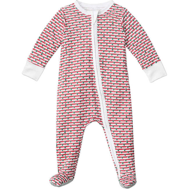 Christmas Tree Stripe Zip Baby Footie, Multi