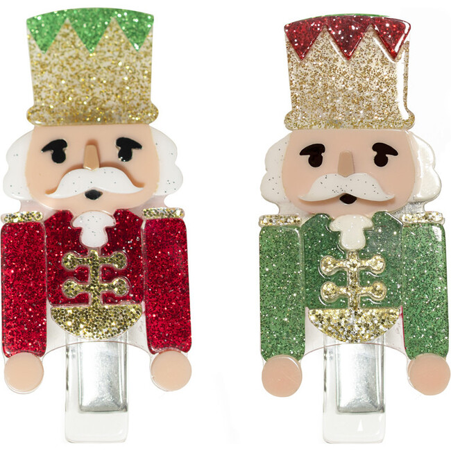 Nutcracker Glitter Red Hair Clips