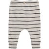 Abstract Striped Elastic Waistband Coconut Button Leggings, Grey - Leggings - 1 - thumbnail