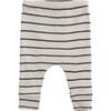 Abstract Striped Elastic Waistband Coconut Button Leggings, Grey - Leggings - 2