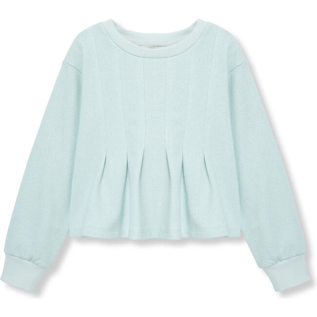 Tucked Metallic Sweatshirt, Aqua