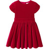 Girl Velvet Dress, Red - Dresses - 1 - thumbnail