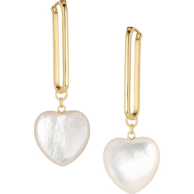 Women's Gemma Mother Of Pearl Heart Earrings, Gold