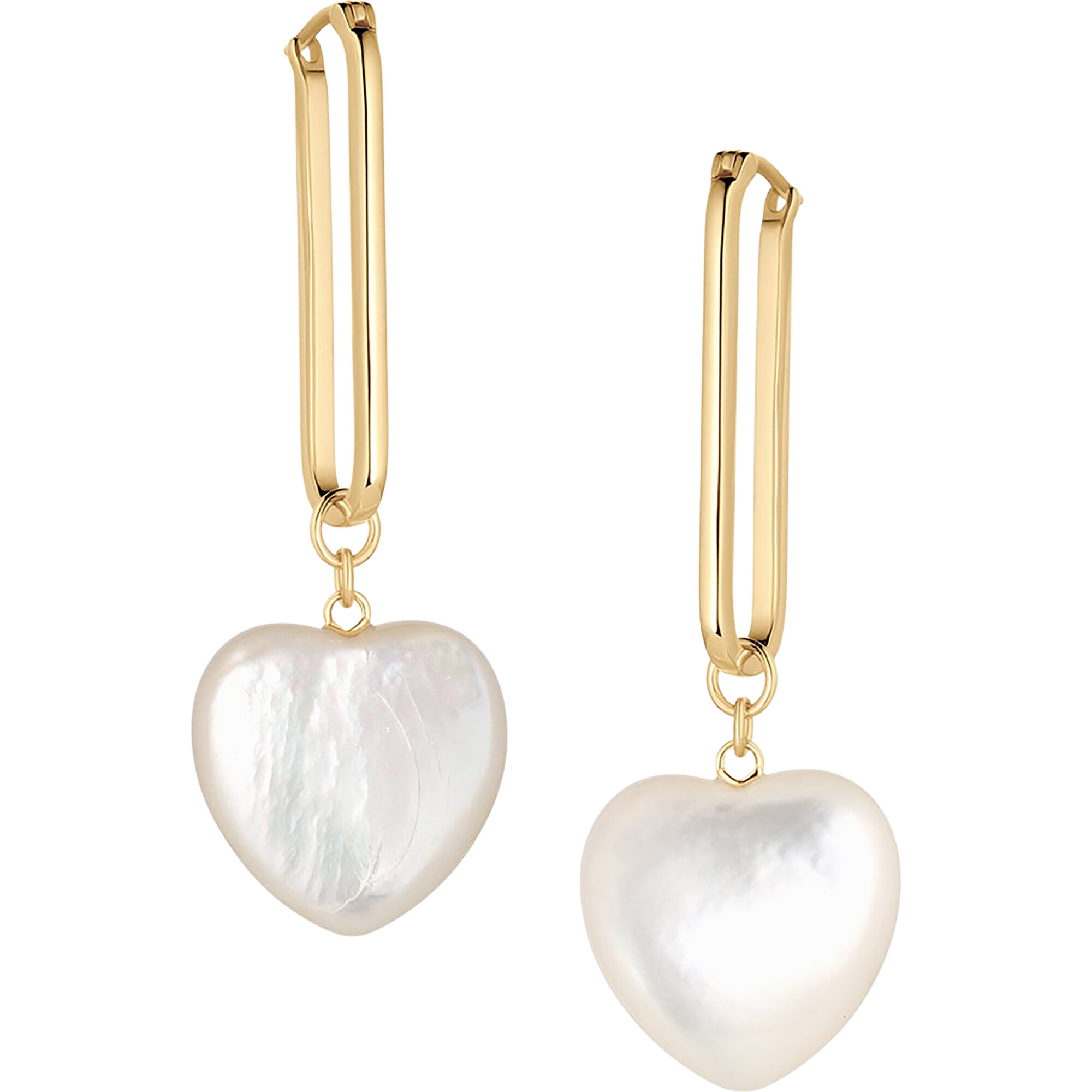 Women's Gemma Mother Of Pearl Heart Earrings, Gold - Earrings - 1