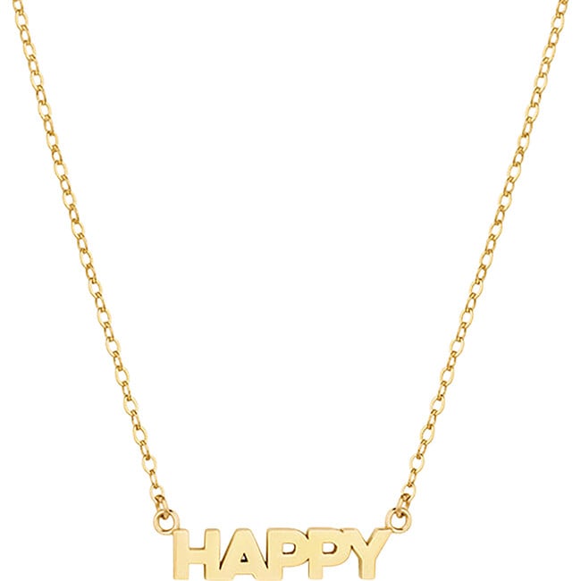 Women's Happy Script Necklace, Gold