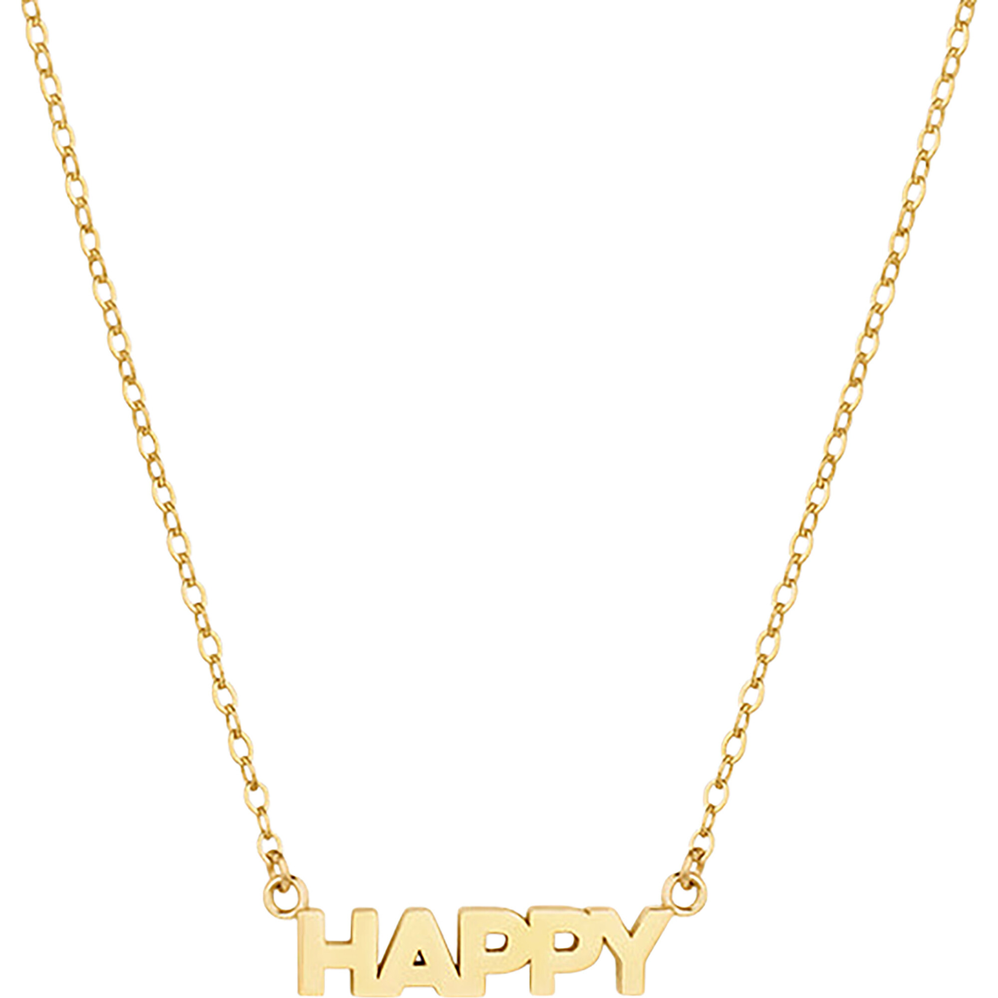 Women's Happy Script Necklace, Gold - Necklaces - 1