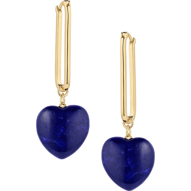 Women's Gemma Lapis Heart Earrings, Gold