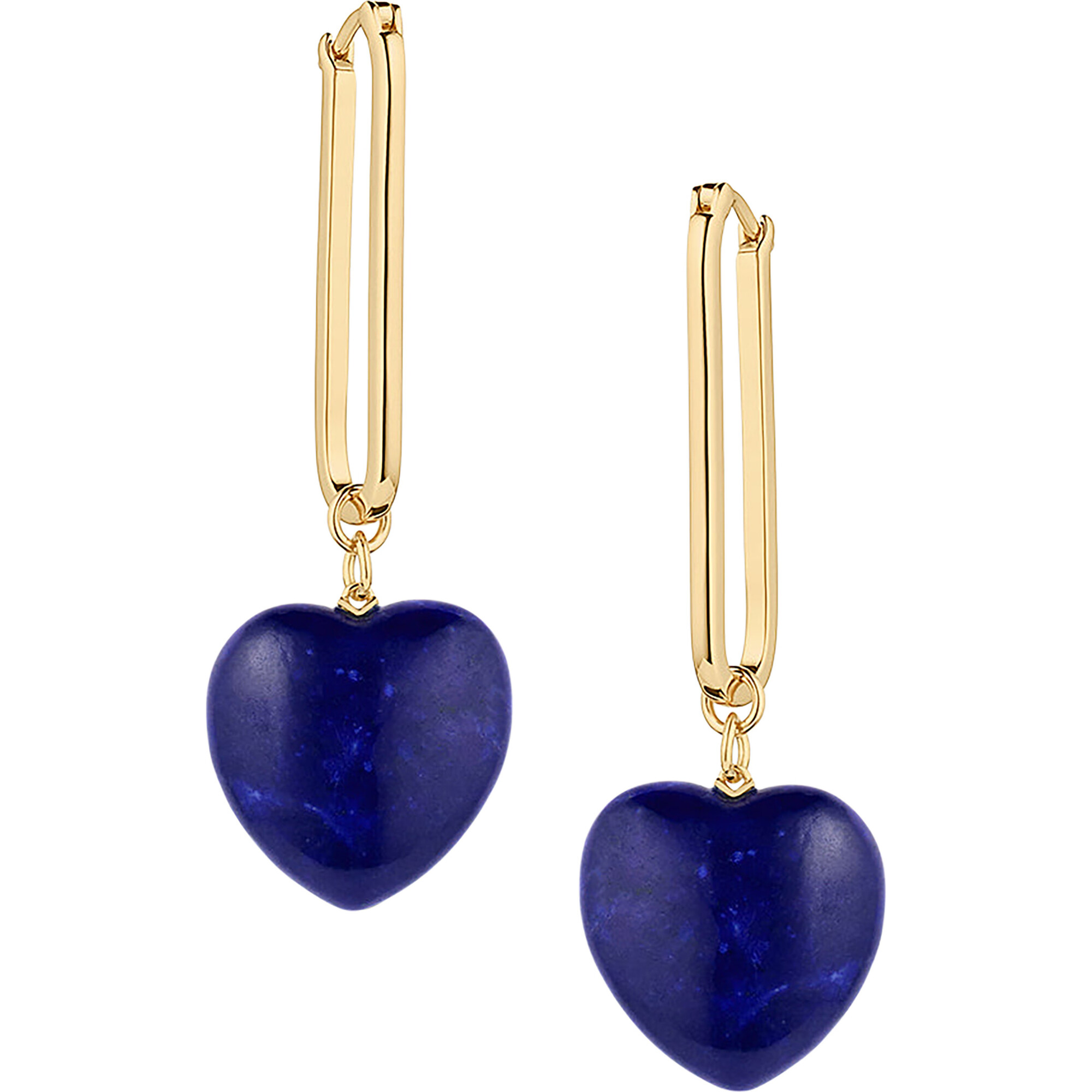 Women's Gemma Lapis Heart Earrings, Gold - Earrings - 1