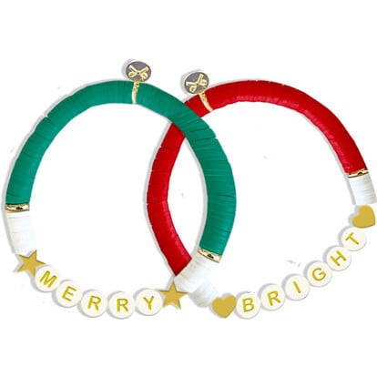 Merry & Bright Bracelets, Red & Green