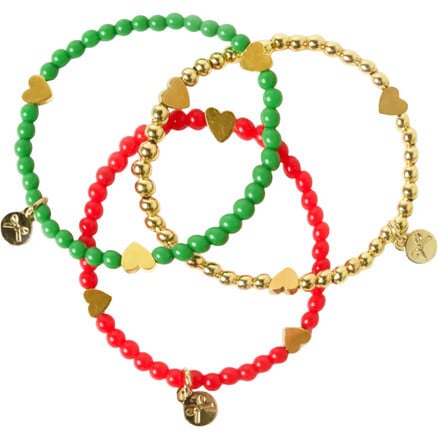 Christmas Hearts Bracelets, Red, Gold & Green