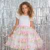 Clemmie Floral Embellished Flower Girl & Occasion Dress, White & Pink - Dresses - 3