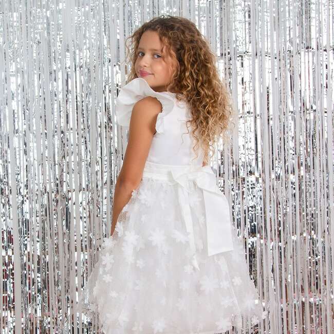 Estella Floral Embellished Flower Girl & Occasion Dress, White - Dresses - 4