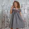 Princess Layla Hand Smocked Embroidered Check Girls Dress, Black & White - Dresses - 3